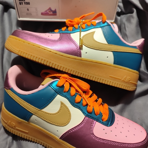 ONE OF A KIND CUSTOM Nike Air Force 1 Low By You, AF1 Women's Size 8 COLLECTORS! - Picture 7 of 9